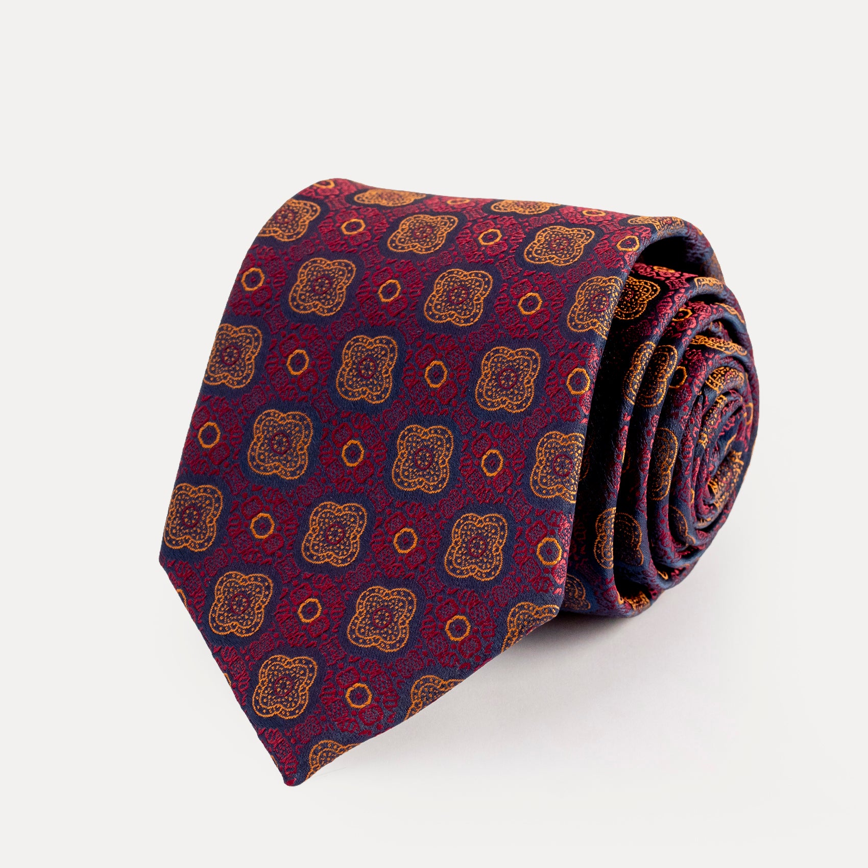 Patterned tie on a white background